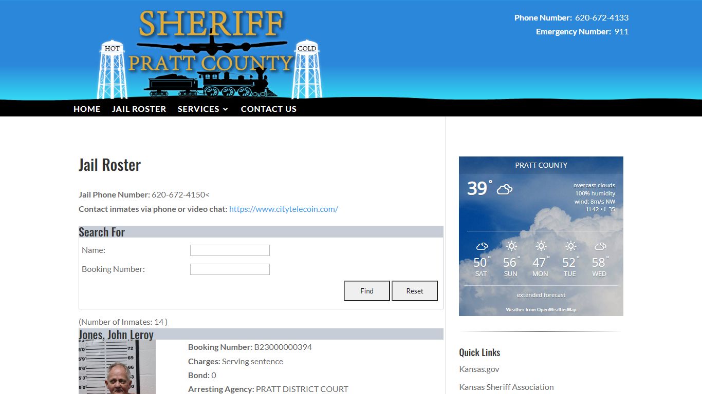 Jail Roster | Pratt County Sheriff